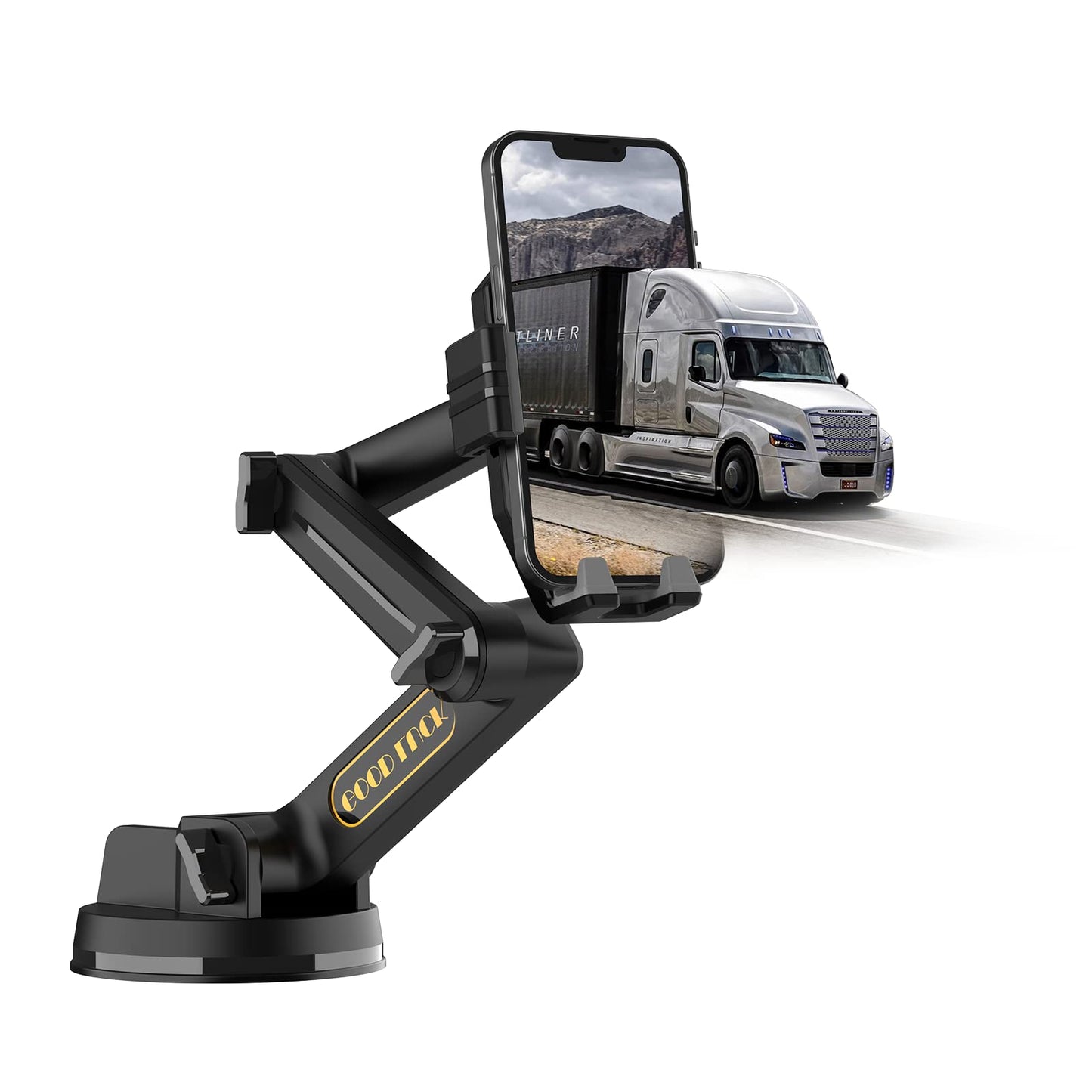 Joinyou Truck Phone Holder Mount Heavy Duty Super Suction Cup, Cell Phone Holder for Truck Dashboard Windshield 16.9 inch Long Arm & Stable, Compatible with iPhone & Samsung, Gray, Big Rig Truck