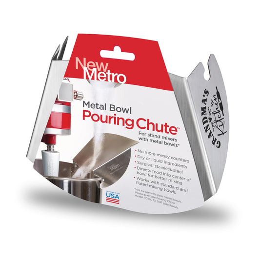 New Metro Design Pouring Chute Accessory, Fits Most Metal Stand Mixer Bowls, Stainless