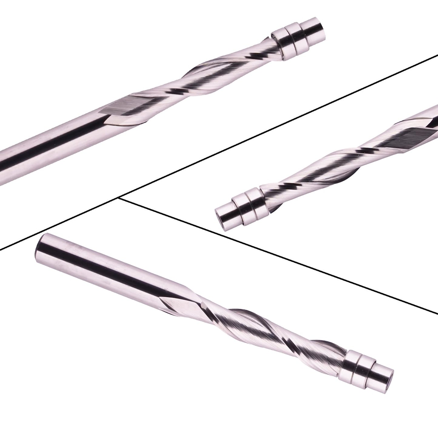 Jiiolioa SX2133 Spiral Flush Trim Router Bit 1/4-Inch Shank Up Cut Solide Carbide CNC Router Bits 1/4" x1-3/8"x1/4"x3"