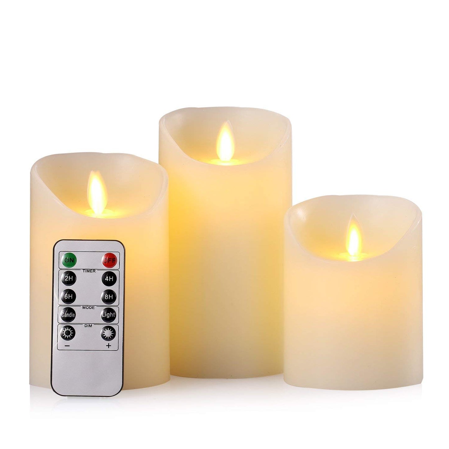 Hausware Flameless Candles Battery Operated Pillar Real Wax Flickering Moving Wick Electric LED Candle Sets 4" 5" 6" Pack of 3 with Remote Control Cycling 24 Hours Timer