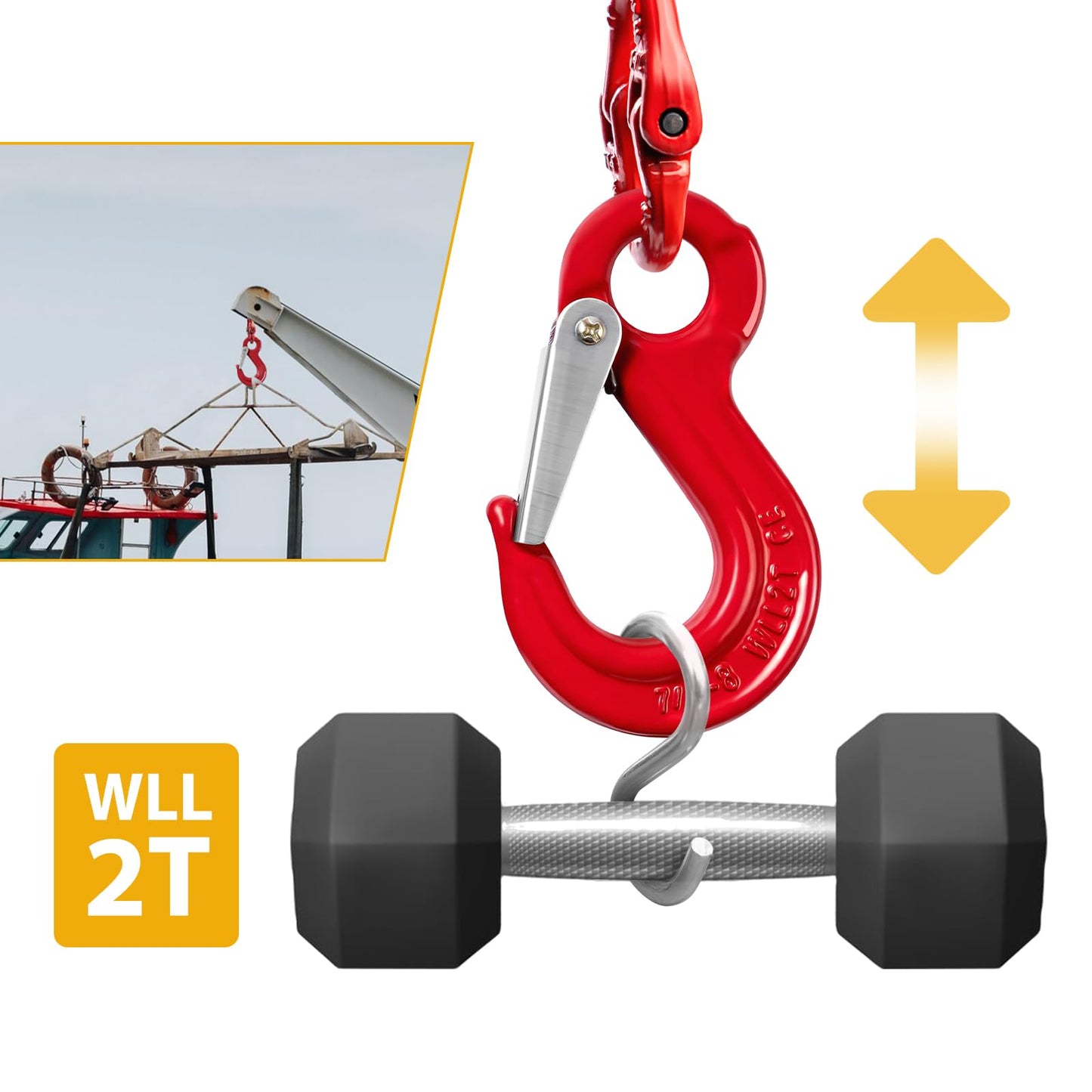 LZONEY 2-Pack Heavy-Duty Slip Hook Eye Sling – for Caravan, Camper Trailer Safety Chain Connection & Extension, Factory Lifting, and Harbor Hoisting (2000 KG Working Load Limit)