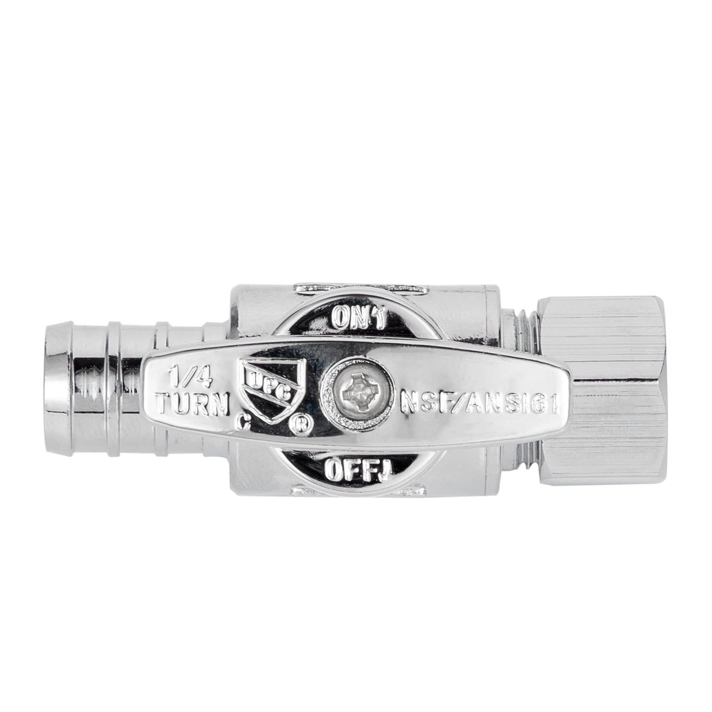 Breezliy 1/2 Pex Straight Stop Valve Sink Toilet Shut Off Valve,2 Pack Turn Straight Stop Valve 3/8" OD Compression X 1/2" Barb Crimp Pex LF Chrome Plated Brass with 2pcs 1/2 PEX Copper Ring