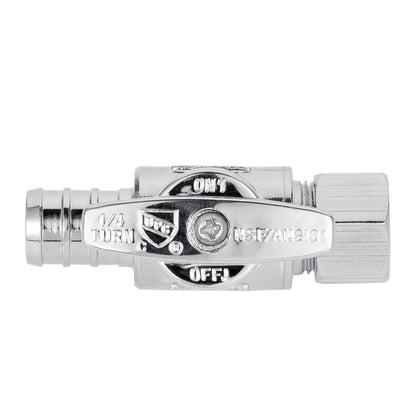 Breezliy 1/2 Pex Straight Stop Valve Sink Toilet Shut Off Valve,2 Pack Turn Straight Stop Valve 3/8" OD Compression X 1/2" Barb Crimp Pex LF Chrome Plated Brass with 2pcs 1/2 PEX Copper Ring