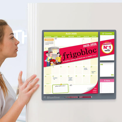 Blueline® 2026 Fridgeplanner™ Monthly Magnet Calendar, 17 Months, August 2025 to December 2026, Maxi Magnetized, 14" x 13.5", French (C174110FA-26)