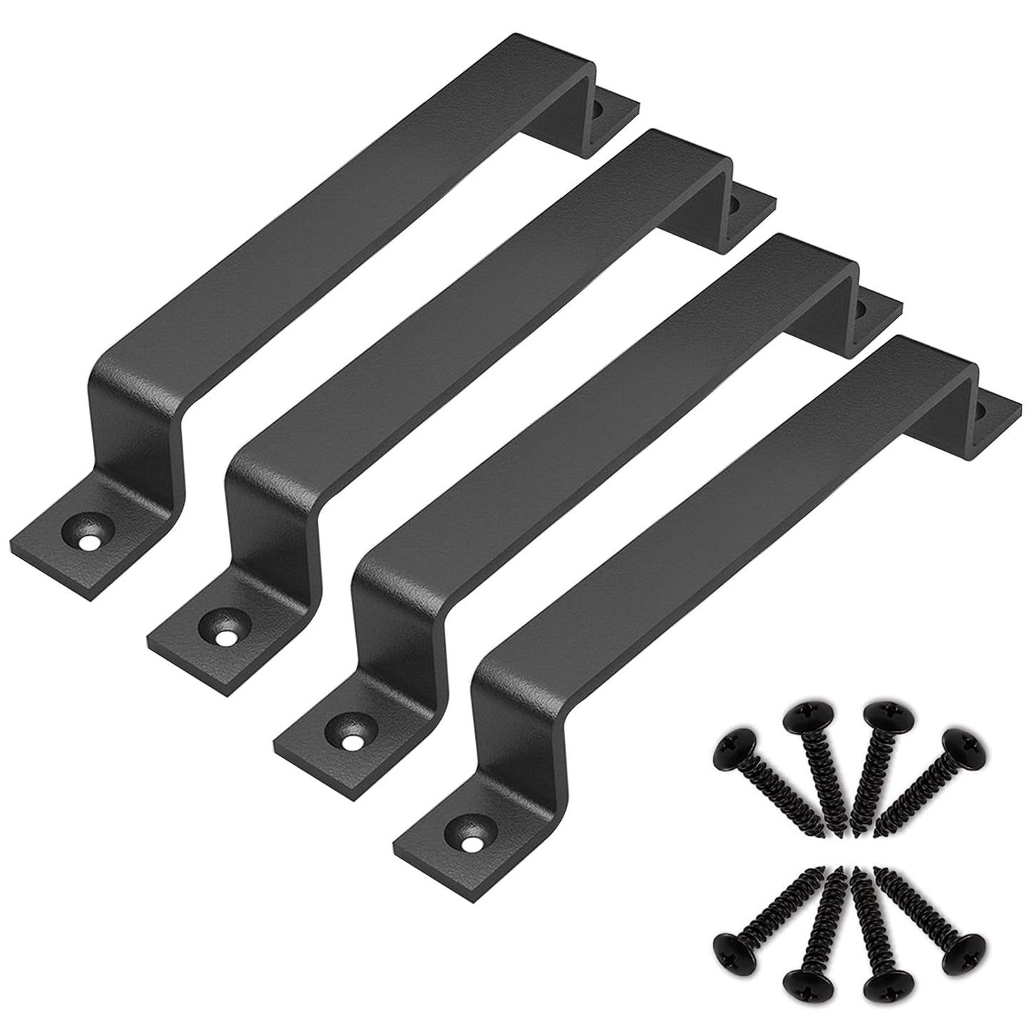6.1" Barn Door Handles - Gate Pulls for Wooden Fences Shed Garage Sliding Door - Pull Handle Rustic Farmhouse Industrial Style - Outdoor Indoor Exterior and Interior Pulls (6.1" -4pcs(Black))