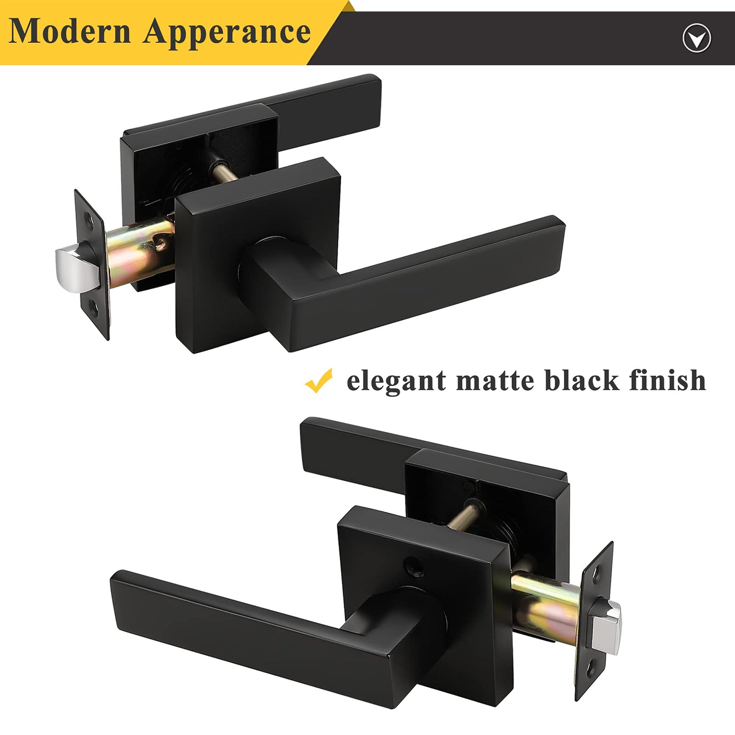 Probrico Interior Black Door Handles, Heavy Duty Passage Lever Door Handle for Closet Hallway Indoor Handles