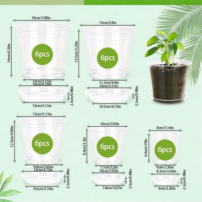 30 Pcs 3/4/5/6/7 Inch Clear Nursery Pots Plastic Plant Pots Clear Plant Pots with Drainage Nursery Pot for Seed Starting Succulents Seedlings Cuttings (30, Transparent, 3/4/5/6/7 Inch)