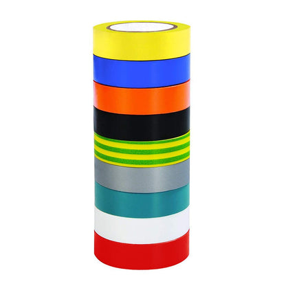 Maveek 9 Roll Multicolor Electrical Tape, 0.67 Inch 65.62 Feet Utility PVC Insulation Tape Adhesive Duct Tapes, Work Great for Waterproof, Flame Retardant, Cold Resistance and Non-Conductive 9 Color