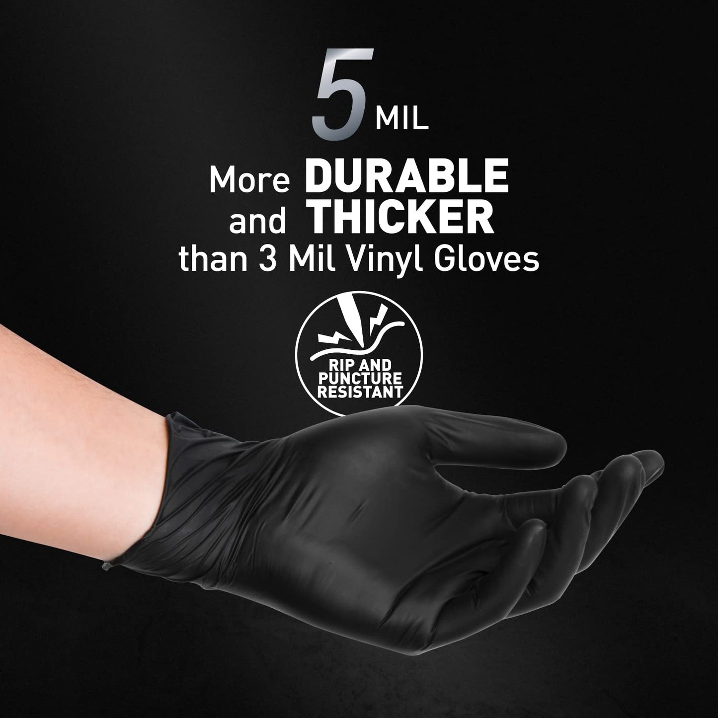 OKIAAS Black Disposable Gloves XL|Latex-Free Vinyl Gloves for Household, Food Handling, Lab Work and More|X-Large,100 Counts/Box