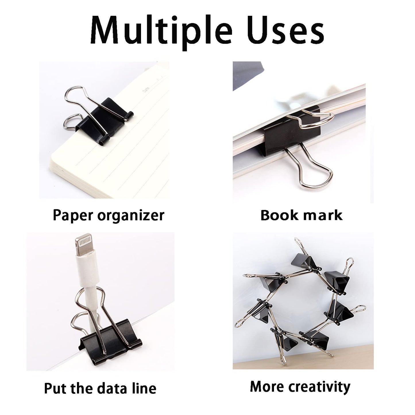 Extra Large Binder Clips 2.4 Inch (24 Pack), Upgrade Giant Binder Clips Big Paper Clips Clamps for Office and Home Supplies, Black