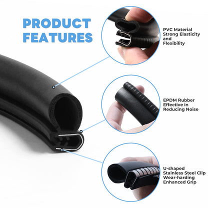 Storystore Automotive Door Weather Stripping 20FT Car Door Rubber Seal Strip with Side Bulb for Cars, Boats, RVs, Trucks, and Home Applications, Car Rubber Edge Trim (6m)