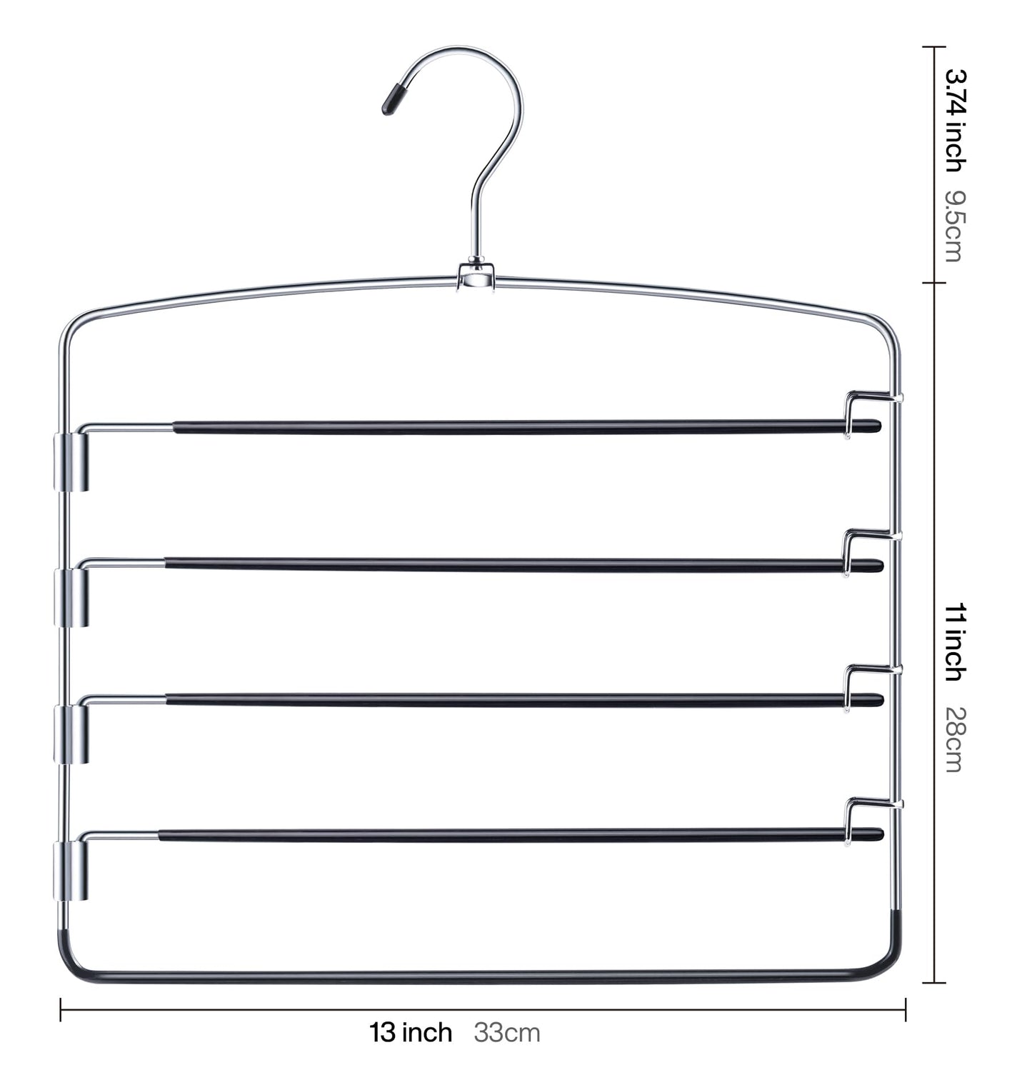 3 Pack Pants Hangers Space Saving Non Slip Multiple Pants Hanger for Women with Swing Arm Closet Storage Organizer for Pants Jeans Trouser Leggings Scarf Tie