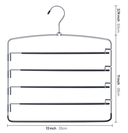 3 Pack Pants Hangers Space Saving Non Slip Multiple Pants Hanger for Women with Swing Arm Closet Storage Organizer for Pants Jeans Trouser Leggings Scarf Tie