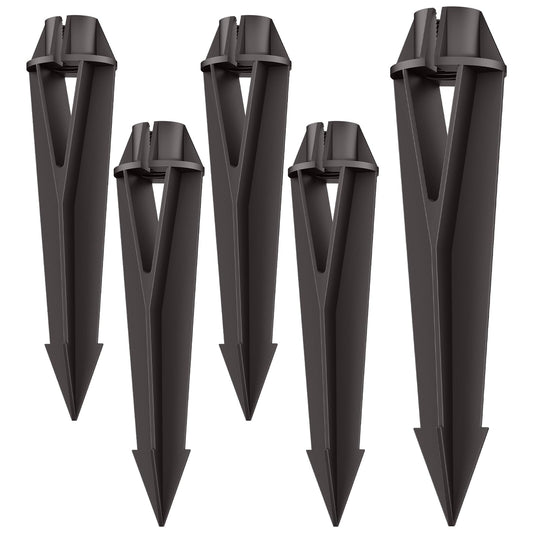Noobibaba Ground Stake Spikes Replacement Landscape Lighting Stakes, 1/2 NPT Female Thread, 8 2/3" Length ABS Plastic for Outdoor Torch Lights 5-Pack Light Brown