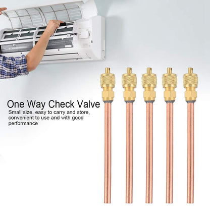 5Pcs Refrigerator Filing Access Valves, One Way 1/4" OD Air Conditioner Conditioning Filling Valves Kit 4.7in Total Length