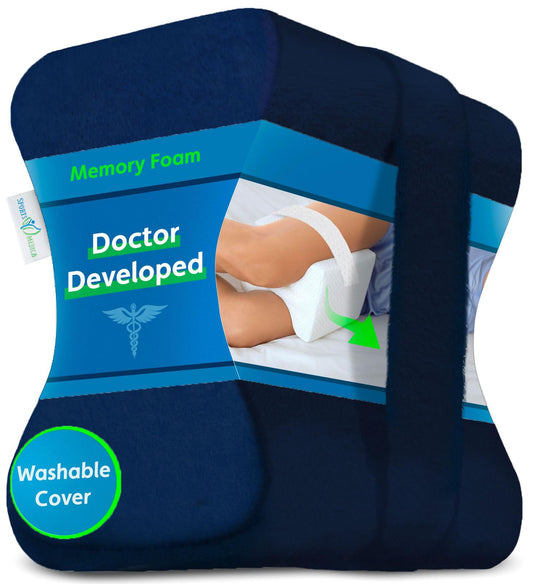 Ergonomic Knee Pillow for Side Sleepers - eHandbook Included - Memory Foam Knee Pillow for Sleeping on Side - Hip & Leg Wedge Cushion