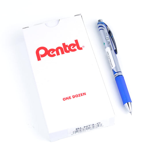 Pentel EnerGel Retractable Liquid Gel Rollerball Pen, Everyday Writing, Office Supplies, School Supplies, 0.3mm Ultra-Fine Point, Blue Ink, BLN73-C, Box of 12
