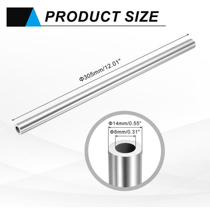 uxcell 304 Stainless Steel Tube, 8mm ID 14mm OD 305mm Length Round Seamless Straight Steel Metal Capillary Pipe Tubing for Industry DIY Projects
