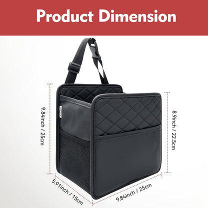 Witaxima Upgrade Car Seat Organizer Backseat with Storage Pockets Multipurpose Car Organizer Hanging Car Trash Bag Can Premium PU Leather Garbage Can 2.14 Gallon Black