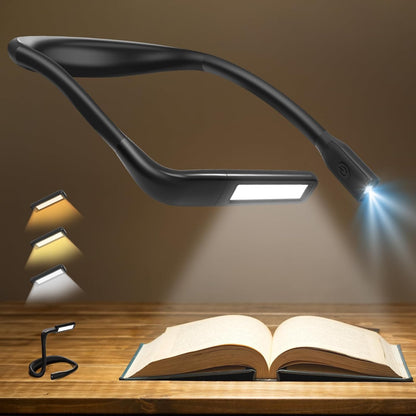 Reading Light Book Lovers Gifts: Book Light for Night Reading in Bed, Eye-Friendly Rechargeable Neck Booklight Book Accessories, Knitting Crochet Sewing Supplies Mothers Day Gifts for Grandma Wife Mom