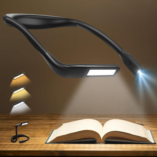 Reading Light Book Lovers Gifts: Book Light for Night Reading in Bed, Eye-Friendly Rechargeable Neck Booklight Book Accessories, Knitting Crochet Sewing Supplies Mothers Day Gifts for Grandma Wife Mom
