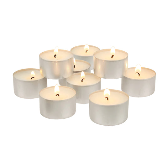 Stonebriar Unscented Tea Light Candles, 6 to 7 Hour Extended Burn Time, Smokeless, White, Bulk Set for Weddings, Events, Home Decor, Emergency Use, 100 Count