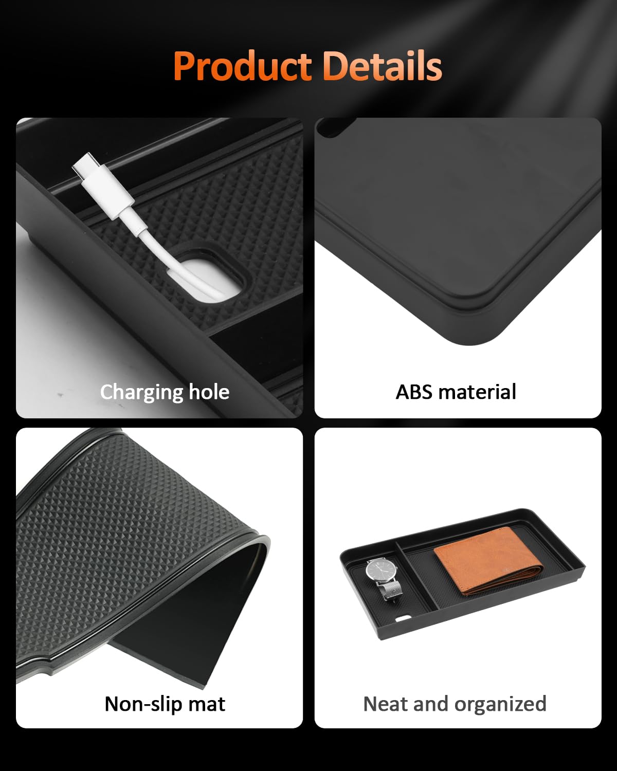 CDEFG for Ford F150 (2021-2025/2026) & F150 Lightning XLT Pro (2022-2026) Center Console Organizer - Hidden Panel Secret Pocket Lid USB Hole -Fit Front Shifter Open Pocket Organizer Accessories