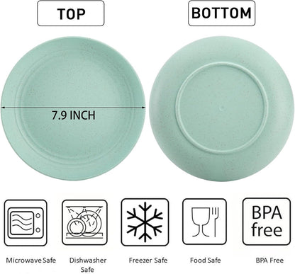 Nicunom 16 Pack Lightweight Wheat Straw Plates, 8" Unbreakable Dinner Plates, Dishwasher Microwave Safe Plates Dishes, Reusable Plate for Fruit Snack Container