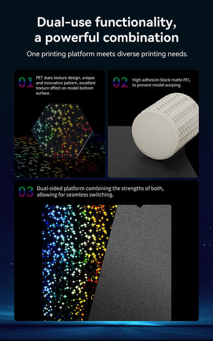 Creality Double-Sided Printing “Stars” Platform 235 * 235mm (Glossy PET + Coated PEI), Without Soft Magnetic Sticker, 3D Printer Platform for K1/Ender-3 V3/SE/KE/S1/3 S1Pro/3/3 Pro/3S/3V2/5/5S/5Pro
