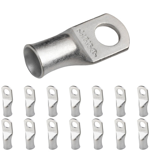 SELTERM 15pcs 1/0 AWG 3/8" Stud UL Marine Grade Battery Terminal Connectors Tinned Copper Battery Cable Lugs 0 Gauge Wire Connectors Electrical Battery Cable Ends Ring Terminals Tinned Copper Lugs