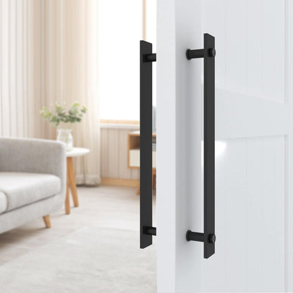 JUBEST 14'' Sliding Barn Door Handle Double Side Pulls Swing Door Handles, Side Mount Handles. Matte Black