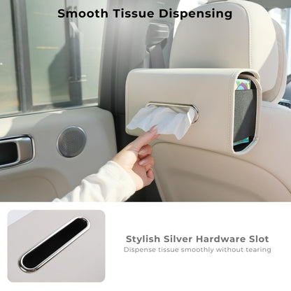 Ompellus Premium PU Leather Car Tissue Holder, Classic Style, Rectangular, Black