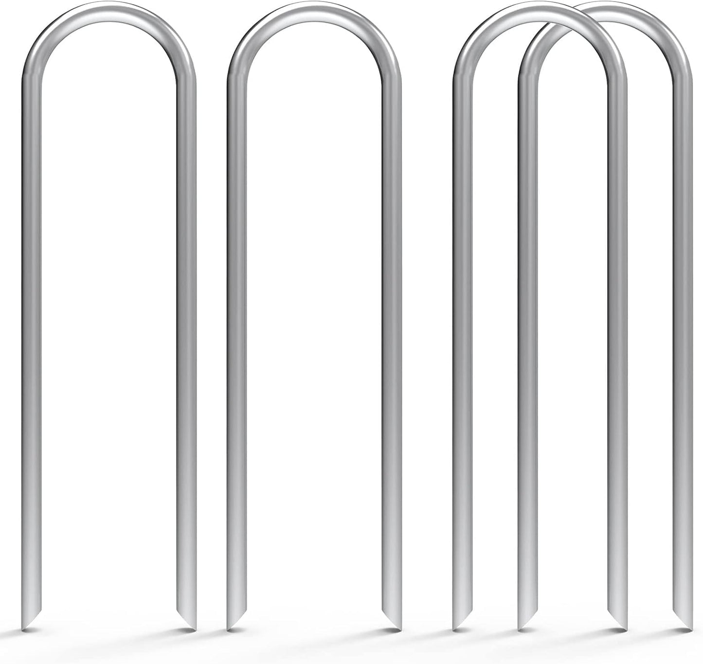 MySit 50 Pack 6 Inch Garden Stakes,Galvanized Landscape Staples & Heavy-Duty U-Shaped Drip Irrigation Spikes for Fabric, Sod, and Weed Barrier