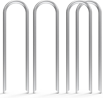 MySit 50 Pack 6 Inch Garden Stakes,Galvanized Landscape Staples & Heavy-Duty U-Shaped Drip Irrigation Spikes for Fabric, Sod, and Weed Barrier