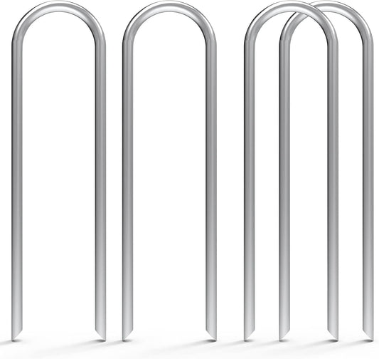 MySit 50 Pack 6 Inch Garden Stakes,Galvanized Landscape Staples & Heavy-Duty U-Shaped Drip Irrigation Spikes for Fabric, Sod, and Weed Barrier
