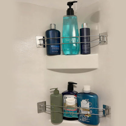 RV Shower Corner Storage Bar- Adjustable Stainless Steel Rod for Corner Shelves in Camper, Length 7.9-13.7 inches- RV Bathroom Organization Must Have Accessories (2 Pack)