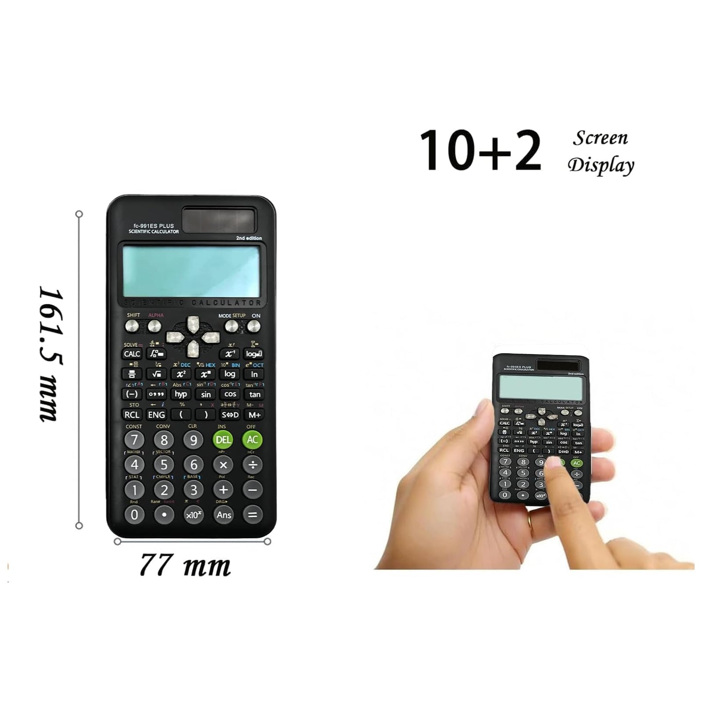 Scientific Calculator for FC-991ES Plus-2nd Edition Scientific Calculator with 417 Functions for School Supplies Students Teachers Business Office Home,Black