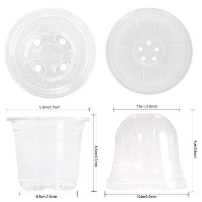 MIXC 30 Packs 4" Plant Nursery Pots with Humidity Domes, Soft Transparent Plastic Gardening Pot, Seedling Pots with 10pcs Plant Labels for Vegetable Propagation, Root Cutting, Seedling
