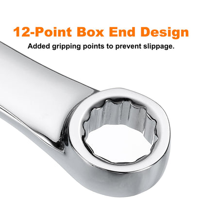 HARFINGTON Double End Box Wrench 13 x 15 mm Metric 12 Point 0 Degree Offset Extra Long Double End Box Ratcheting Wrench CR-V Polished Long Spanner Tools for Repairs