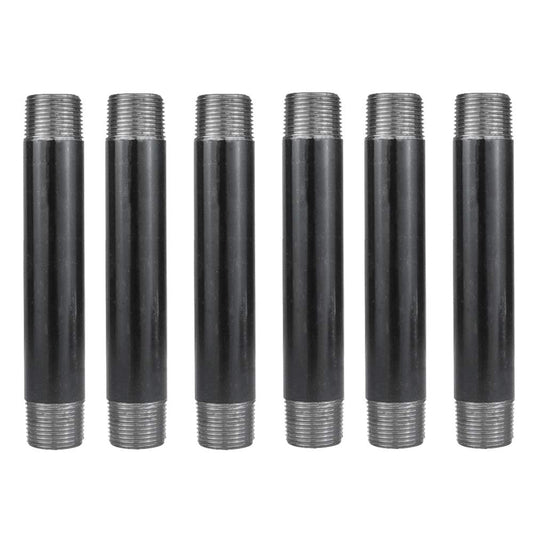 GeilSpace 3/4" × 6" Heavy Duty Pre-Cut Grey Metal Pipe, Industrial Steel Fits Standard 3/4 Inch Threaded Pipes and Fittings - Vintage DIY Industrial Shelving (3/4" × 6", Grey)