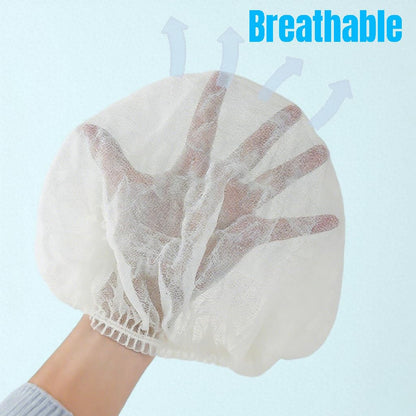 200 Pcs Disposable Hair Nets Food Service Hairnets Kitchen Hair Bun Bouffant Caps Filet Cheveux Non-Woven Elastic White Polypropylene Protective Shower Caps Massage Labs Salon 21"