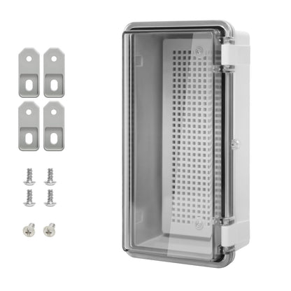 LMioEtool ABS Plastic Dustproof Waterproof IP65 Junction Box Hinged Shell Universal Electrical Project Enclosure Gray (7.9"x3.9"x2.8" Clear Cover)