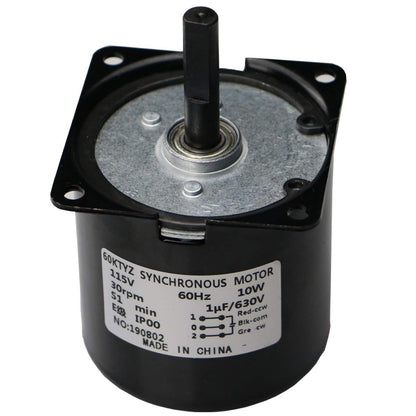 30RPM Reducer Motor Dual Bearing Synchronous Gear AC Motor CW/CCW Control 115V 60Hz 10W 60KTYZ