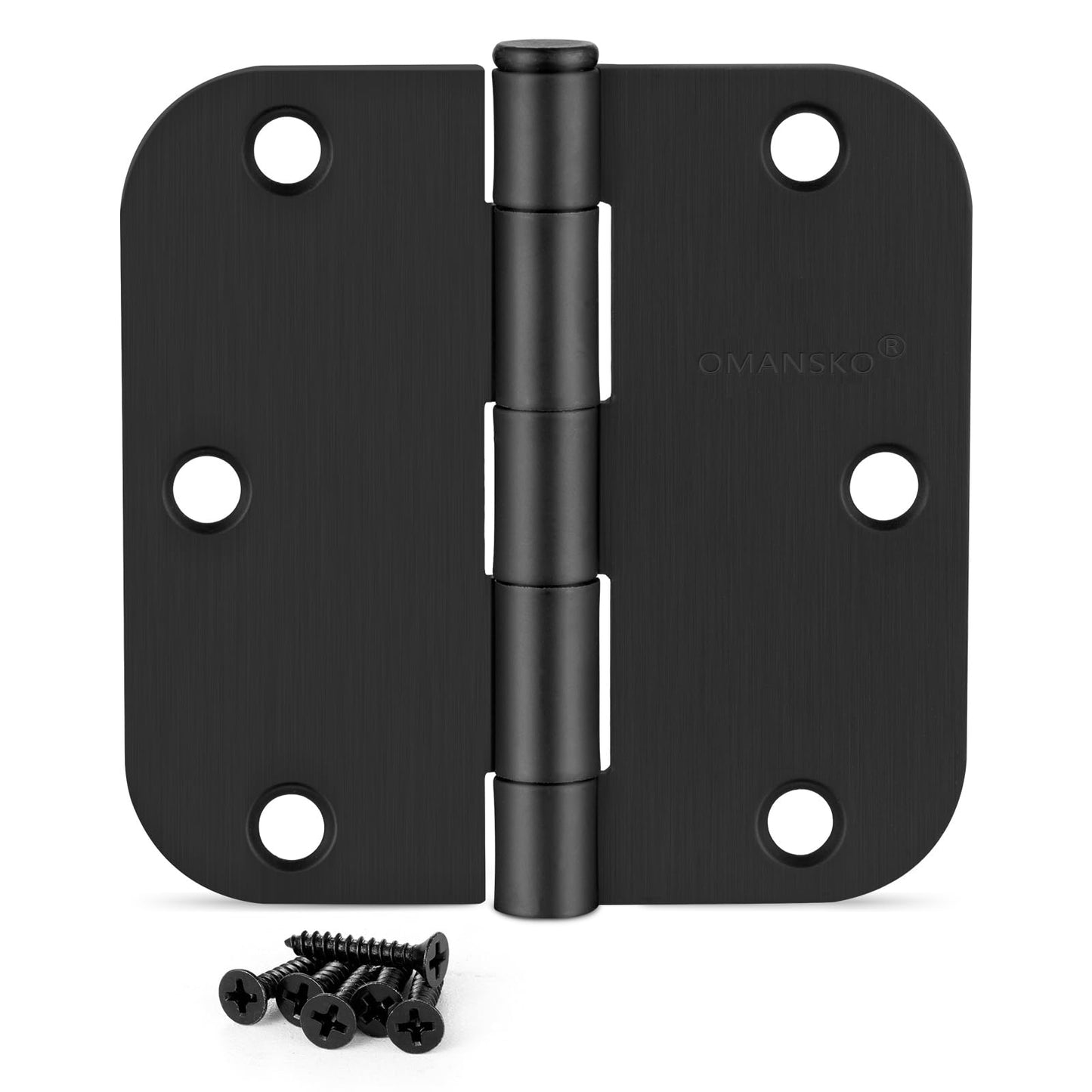 6 Pack Black Door Hinges 3 Inch Interior Door Hinges Matte Black Hinges for Doors 5/8 Radius Bedroom Indoor/Interal Door Hardware 3 Inch Black Door Hinge