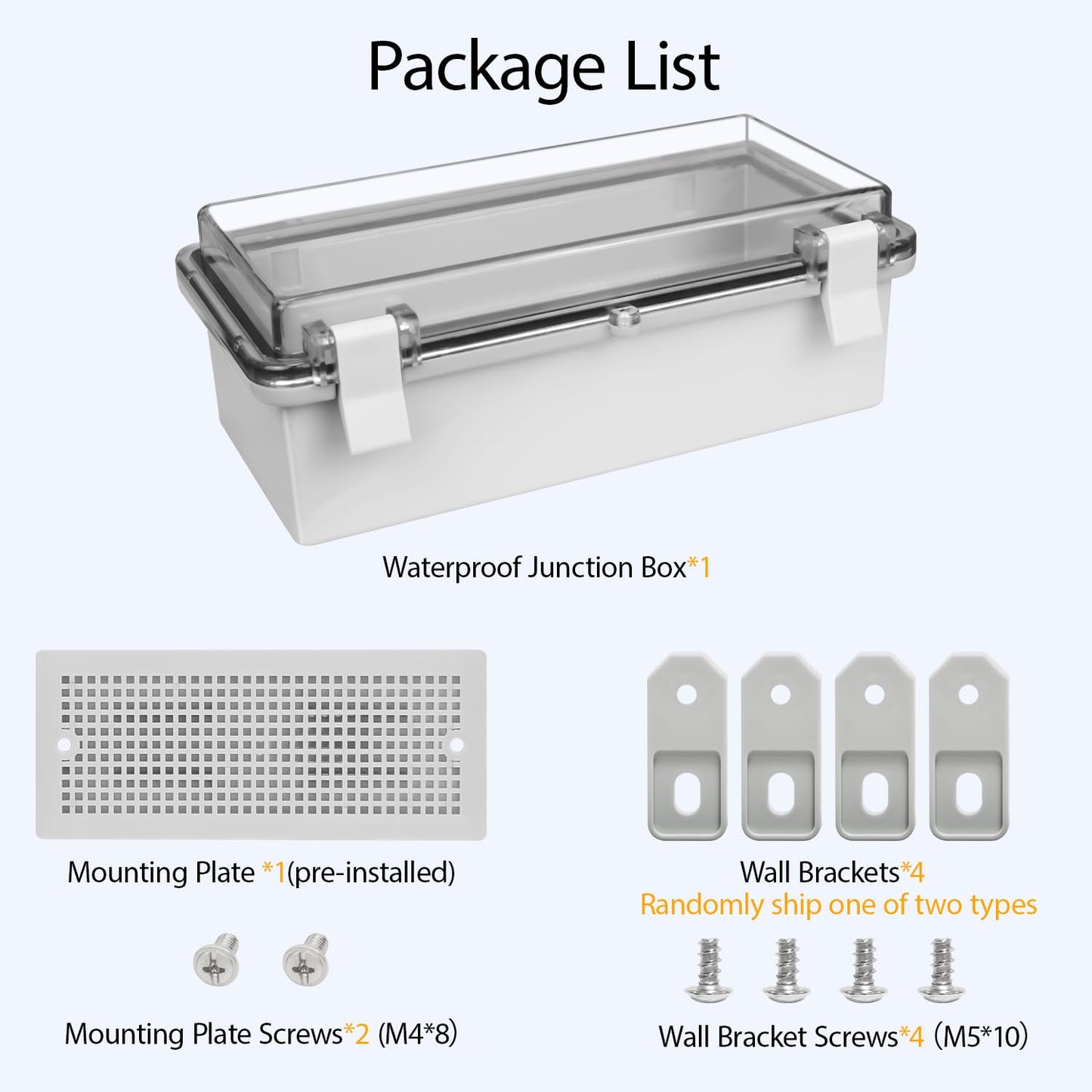 LMioEtool ABS Plastic Dustproof Waterproof IP65 Junction Box Hinged Shell Universal Electrical Project Enclosure Gray (7.9"x3.9"x2.8" Clear Cover)