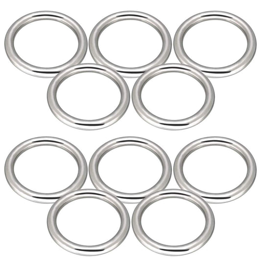 Abimars 2" Seamless Metal O Ring, 10 Pack 304 Stainless Steel Rings Load 320lbs, Solid, Heavy Duty Multi-Purpose Metal O-Ring for Macrame, Dog Leashes