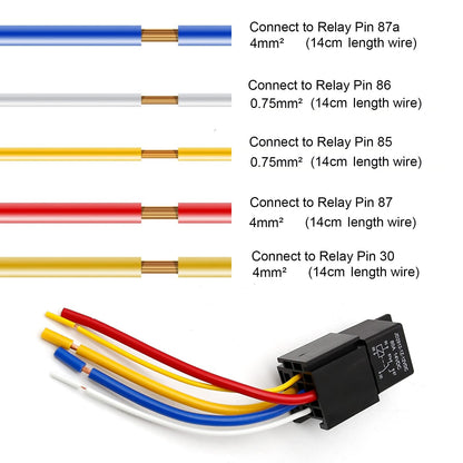 Vkinman 80Amp 12V 5-pin Relay Kit, SPDT 12-Volt Automotive Relay with Heavy-Duty Pigtail, 2-Pack