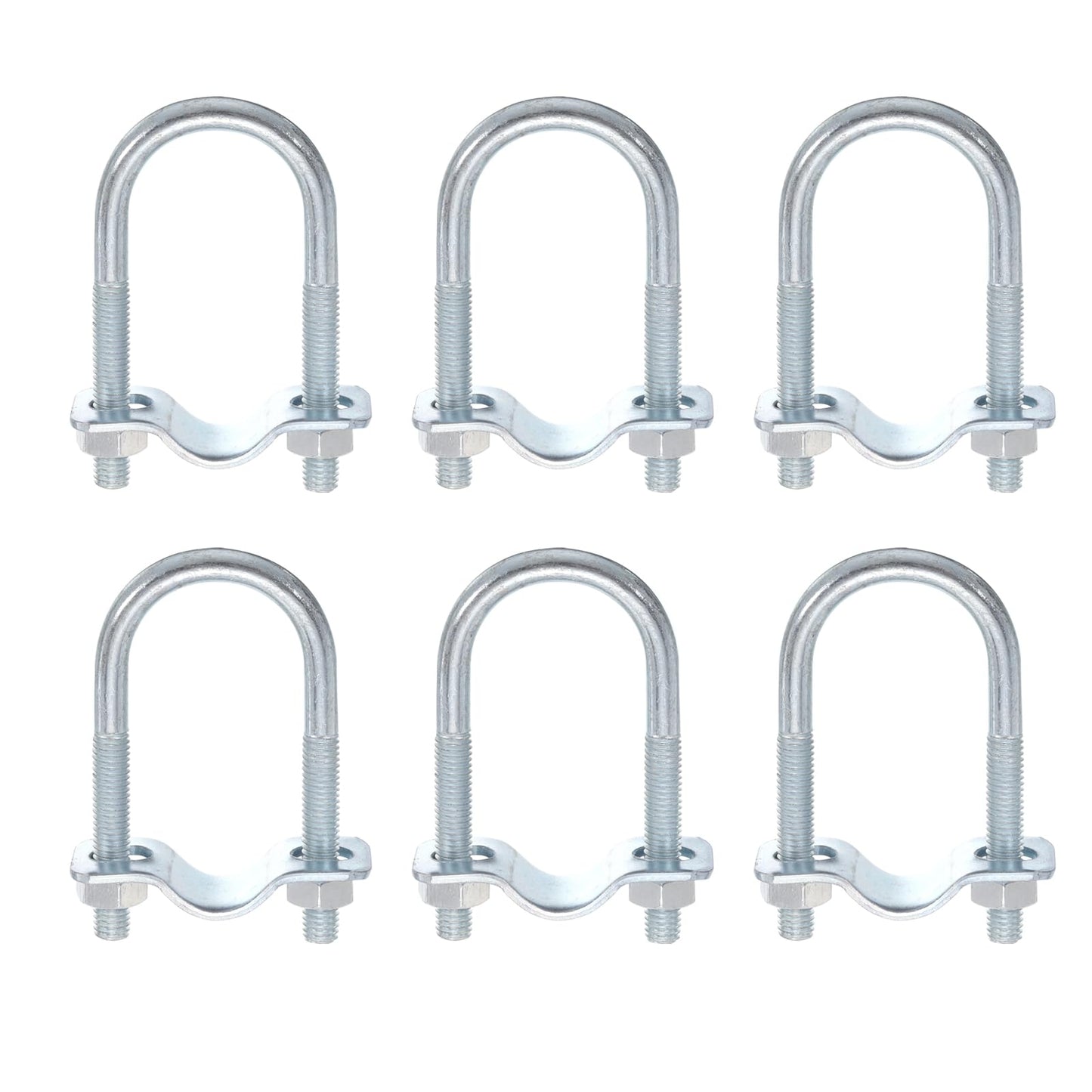 uxcell Round U-Bolts Pipe Clamp, 6pcs Fit 1-1/4"(32mm) to 1-1/4"(32mm) Double Pipe Clamp Pipe Buckle for Greenhouse Awning Frames Antenna Mast