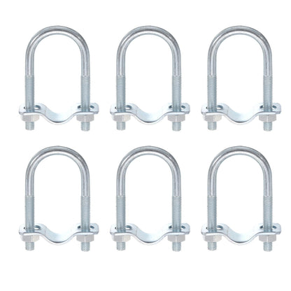 uxcell Round U-Bolts Pipe Clamp, 6pcs Fit 1-1/4"(32mm) to 1-1/4"(32mm) Double Pipe Clamp Pipe Buckle for Greenhouse Awning Frames Antenna Mast