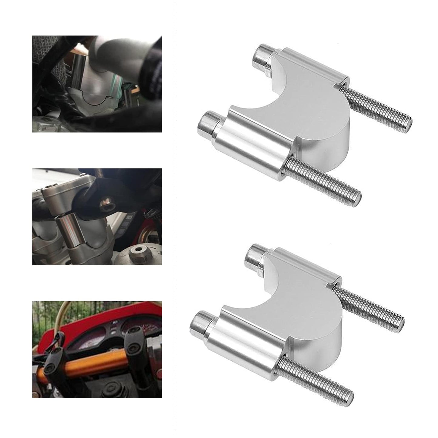 Vkinman 7/8 Inch Aluminum Handlebar Risers 30MM Height Replacement for Honda Kawasaki Suzuki ATV Dirt Bike Yamaha (Silver)